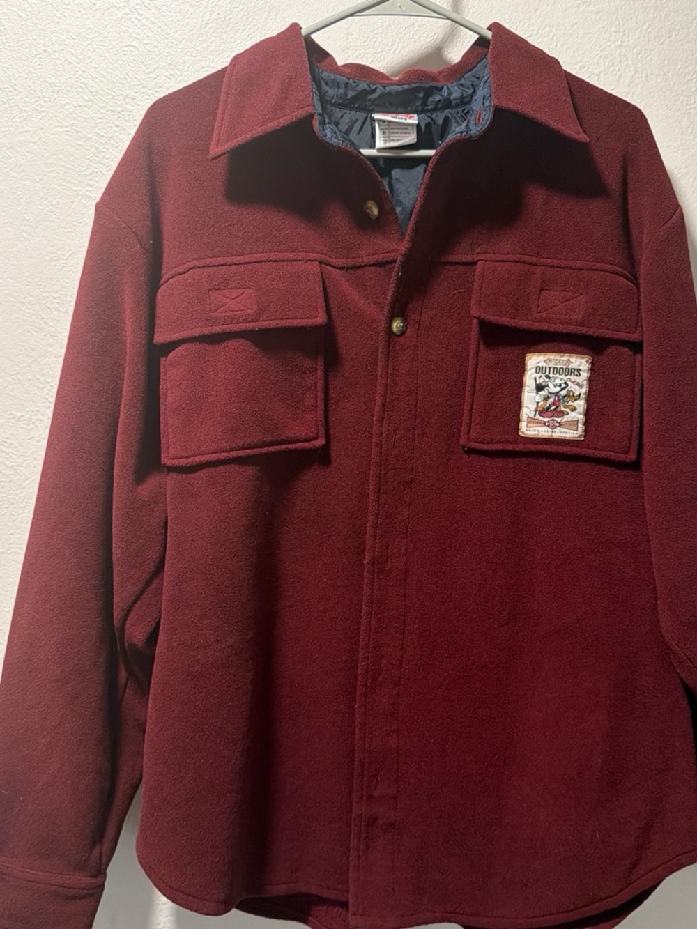 Disney Store Mickey Mouse Outdoors Size medium Fleece Shirt Jacket Vintage 90s